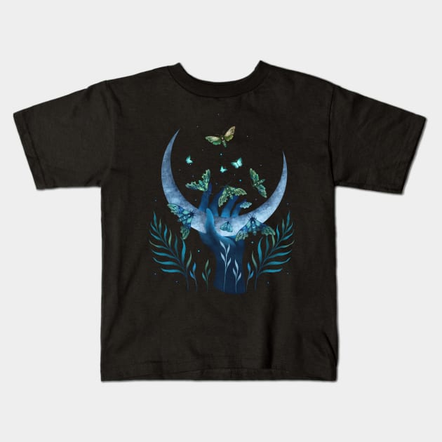 Moth Hand Kids T-Shirt by Episodic Drawing